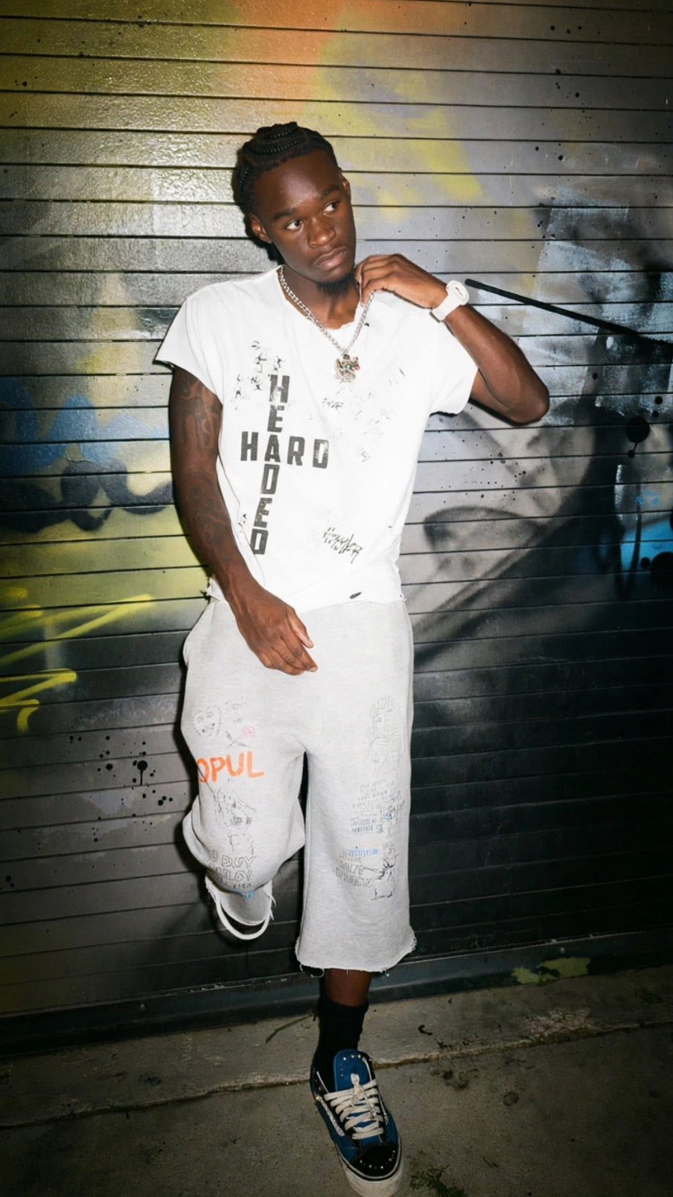 WHITE HARDHEADED TRIPLE CROSS TEE